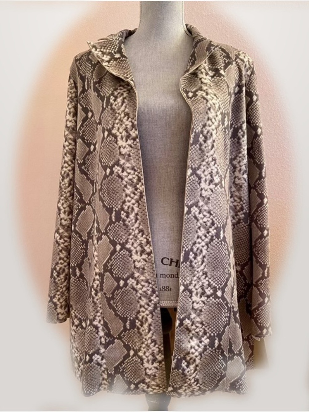 NEW Premise Grey & Cream Faux Suede Snakeskin Print Jacket NWT MSRP $98